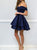 A Line Off the Shoulder Ruffles Satin Homecoming Dresses 