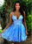 A Line Spaghetti Straps Tulle Appliques Homecoming Dresses