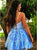 Above Knee Lace Up Blue Homecoming Dresses