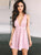 A Line V Neck Pink Chiffon Homecoming Dresses