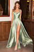 Sexy Spaghetti Strap Satin A-line Long Prom Formal Dress ZXS1112