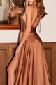 Sexy Spaghetti Strap Satin A-line Long Prom Formal Dress ZXS1112