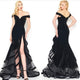 Chic Off the Shoulder Black Prom Dresses With Split  GJS2315