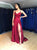 A Line V Neck Satin Prom Dress with Slit 