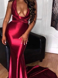 Scoop Sweep Train Prom Dresses