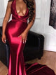 Mermaid Elastic Satin Sleeveless Prom Dresses 