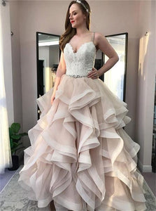 Sweep Train Champagne Evening Dresses
