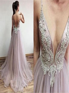 Sweep Train Pink Evening Dresses