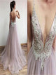 Sweep Train Pink Evening Dresses