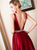 Sweep Train Red Evening Dresses with Beading Belt