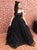 A Line Black Tulle Sequins Lace Up Prom Dresses