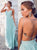 Sweep Train Green Criss Cross Evening Dresses