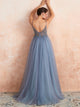 Blue Backless Evening Dresses