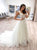 A Line V Neck Appliques Tulle Prom Dresses