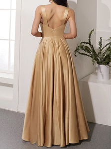 Sweep Train Champagne Evening Dresses