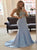 Mermaid Scoop Sweep Train Rhinestone Satin Prom Dresses
