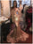Mermaid Golden Sequins High Neck Long Sleeves Prom Dresses