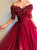 Burgundy Sweetheart Tulle Appliques Prom Dress with Slit