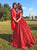 Red Ball Gown Satin Off the Shoulder Satin Pleats Prom Dresses
