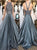 A Line Halter Beadings Satin Open Back Prom Dresses