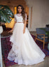 A Line Two Piece Tulle Ruffles Half Sleeves Prom Dress LBQ4057
