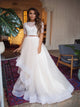 A Line Two Piece Tulle Ruffles Half Sleeves Prom Dresses