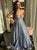 A Line Spaghetti Straps Beadings Lace Up Satin Prom Dresses