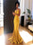 Sweep Train Yellow Evening Dresses