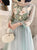 A Line Scoop Long Sleeves Appliques Tulle Open Back Prom Dresses