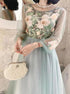 A Line Scoop Long Sleeves Appliques Tulle Open Back Prom Dress LBQ3741