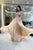 A Line Spaghetti Straps Champagne Chiffon Prom Dress with Beadings