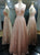 Rose Gold Sequins A Line Spaghetti Straps Lace Up Prom Dresses