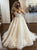 Champagne Tulle Appliques Ball Gown Off the Shoulder Prom Dresses