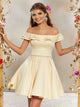 A Line Off the Shoulder Satin Beadings Homecoming Dresses