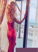 Sweep Train Red Evening Dresses