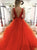 Sweep Train Orange Evening Dresses