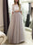 A Line Off the Shoulder Half Sleeves Tulle Appliques Prom Dresses