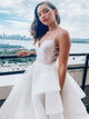 A Line White Sweetheart Tulle Appliques Prom Dresses