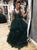 A Line V Neck Tulle Ruffles Criss Cross Prom Dresses