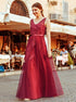 Tulle A Line Floor Length Appliques Lace Open Back Prom Dresses LBQ4317