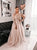 A Line Tulle Long Sleeves Applique Scoop Prom Dresses