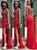 Sweep Train Red Evening Dresses with Slit