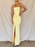 Mermaid Spaghetti Straps Satin Backless Prom Dresses with Slit LBQ4022