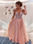 A Line Spaghetti Straps V Neck Beadings Tulle Lace Up Prom Dresses