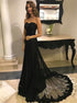 Mermaid Sweetheart Black Appliques Tulle Prom Dress LBQ3795