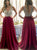 Sweep Train Burgundy Evening Dresses