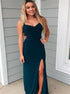 Mermaid Spaghetti Straps Satin Prom Dress With Slit LBQ4025