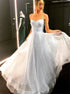 A Line Spaghetti Straps Tulle Sequins Prom Dress LBQ3470