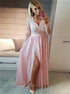 Chiffon A Line Floor Length Lace Appliques Prom Dresses LBQ3847