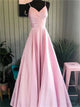 Sweep Train Pink Evening Dresses